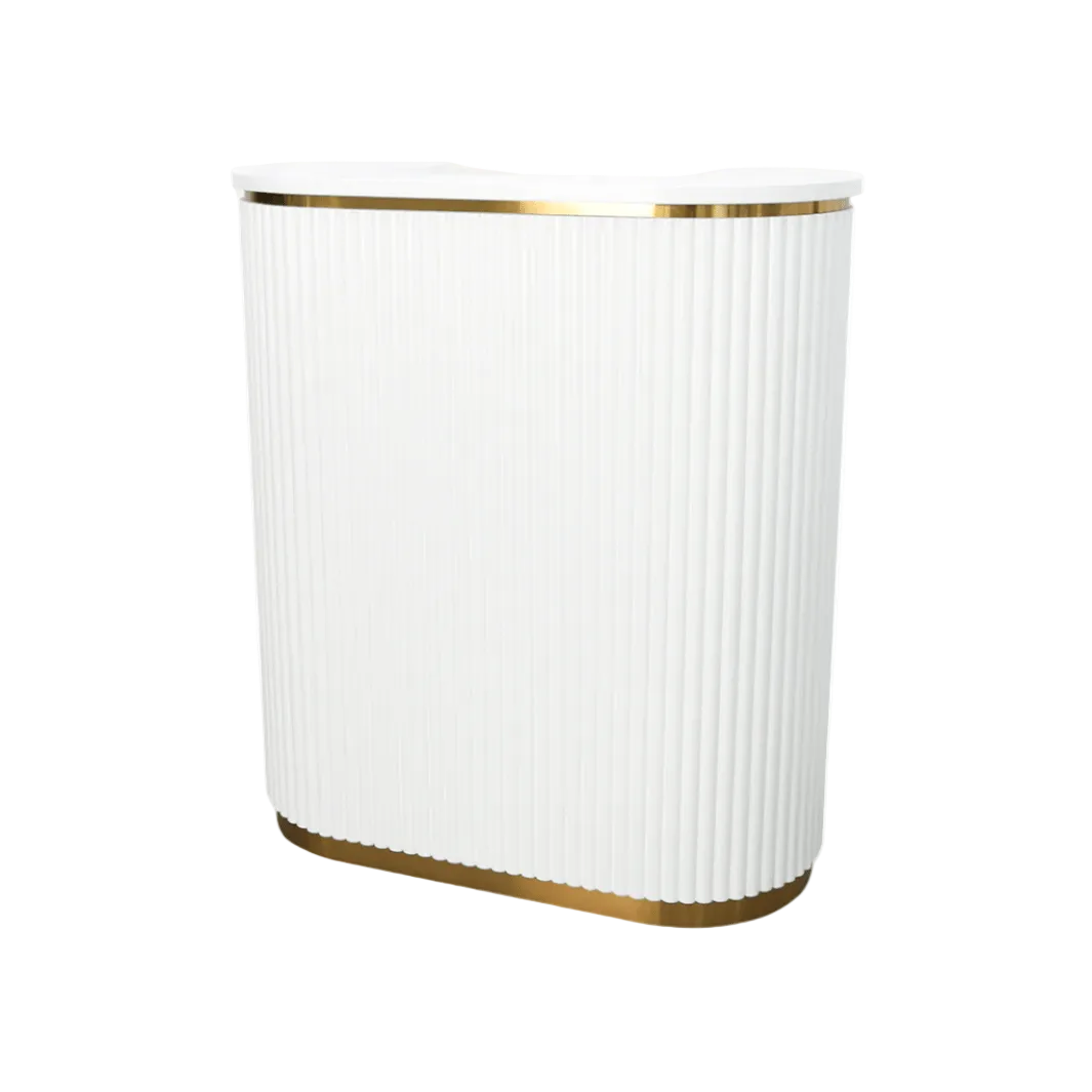 Keller International Petite René Tambour Reception Desk White DSP-KEL-NRTBL-K9001S-WHITE