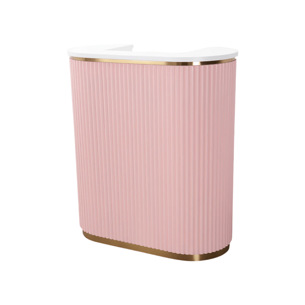 Keller International Petite René Tambour Reception Desk Pink DSP-KEL-NRTBL-K9001S-PINK