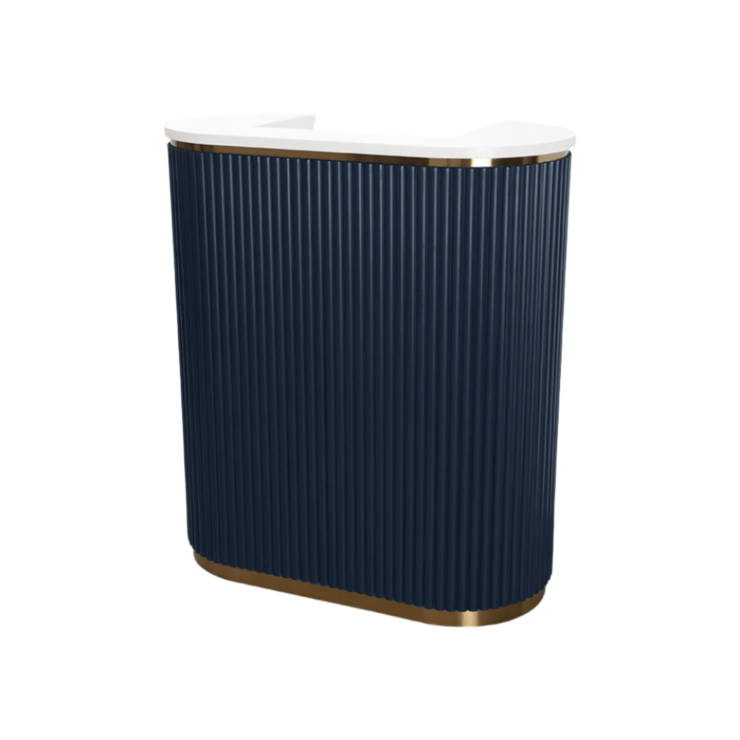 Keller International Petite René Tambour Reception Desk Slate Blue DSP-KEL-NRTBL-K9001S-SLATEBLUE