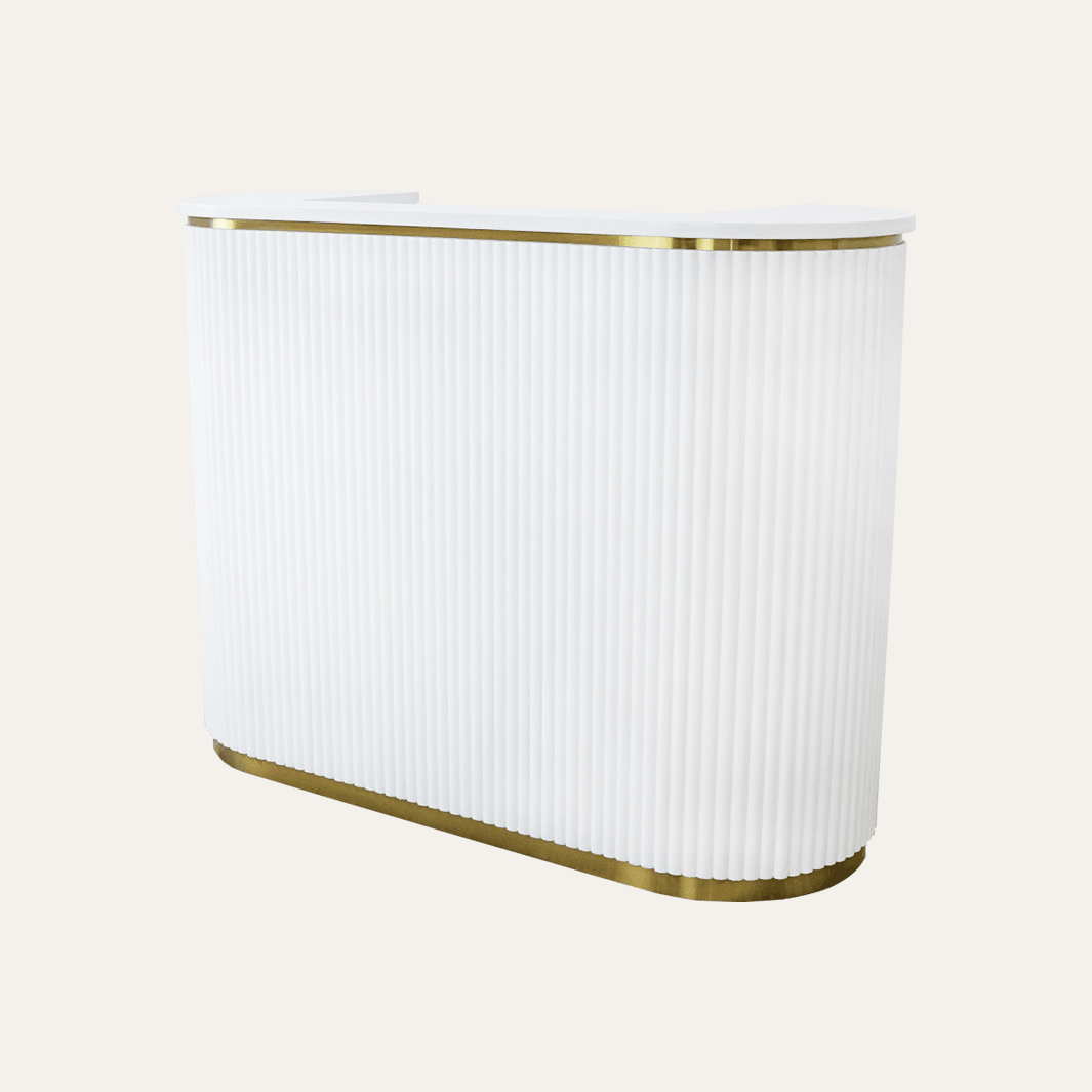 Keller International René Tambour Reception Desk White / White Top DSP-KEL-NRTBL-K9001-WHITE