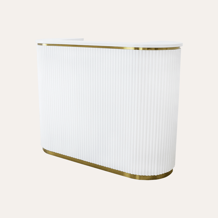 Keller International René Tambour Reception Desk White / White Top DSP-KEL-NRTBL-K9001-WHITE