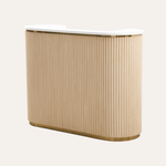 Keller International René Tambour Reception Desk Natural Oak / White Top DSP-KEL-NRTBL-K9001-NATURALOAK
