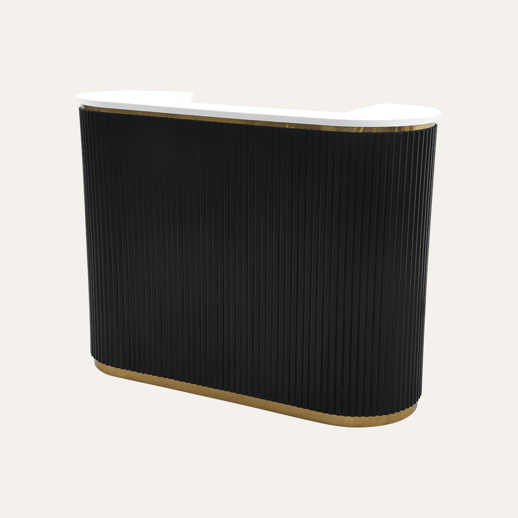 Keller International René Tambour Reception Desk Black / White Top DSP-KEL-NRTBL-K9001-BLACK-WHITE