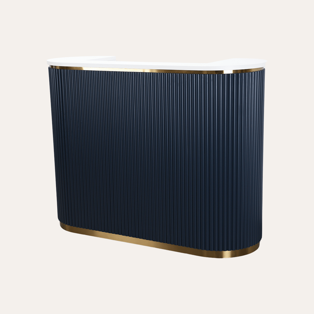 Keller International René Tambour Reception Desk Slate Blue / White Top DSP-KEL-NRTBL-K9001-SLATEBLUE