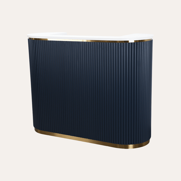 Keller International René Tambour Reception Desk Slate Blue / White Top DSP-KEL-NRTBL-K9001-SLATEBLUE