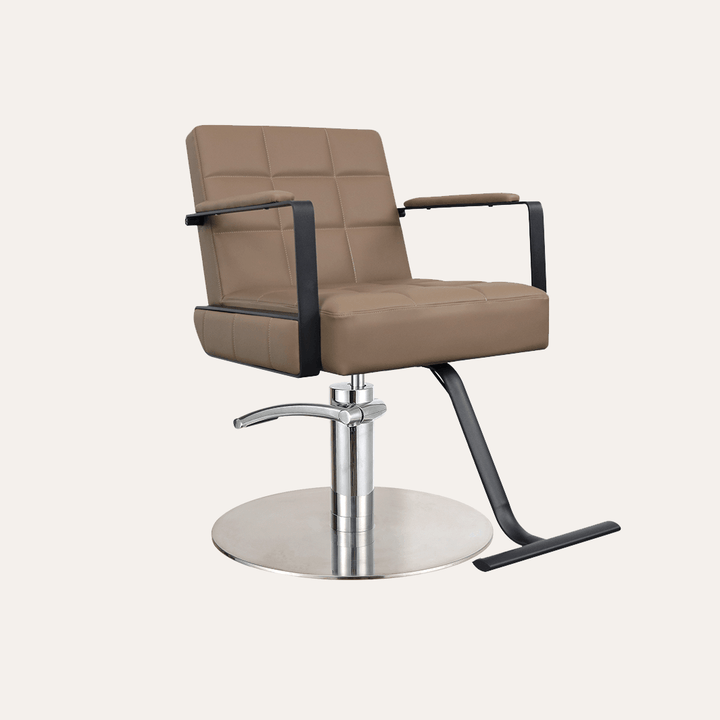 Keller International Savannah Salon Chair Brown / Stainless Circle DSP-KEL-APCHR-K1178-T-BROWN