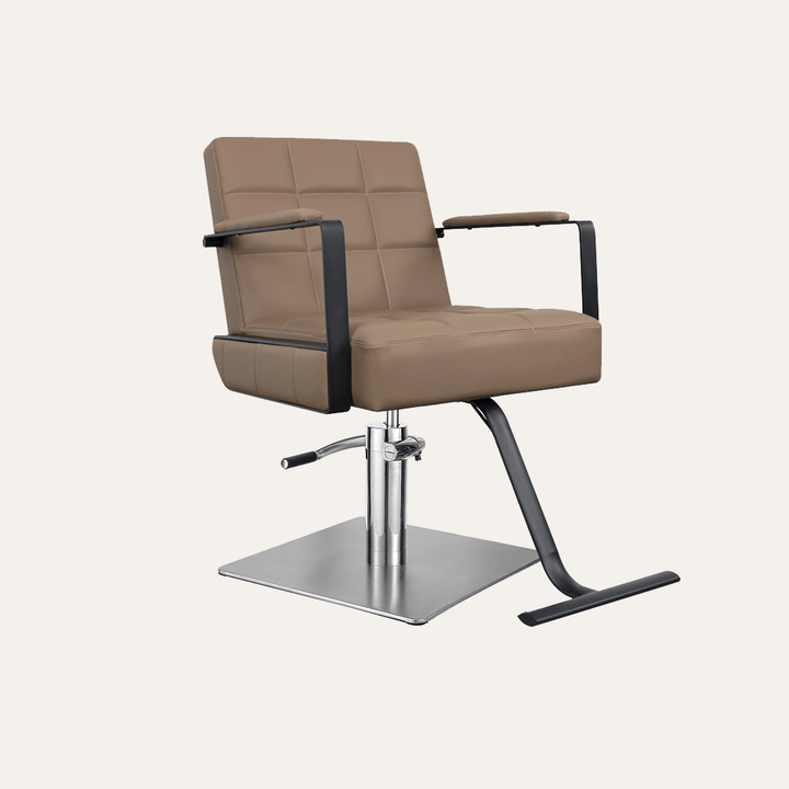 Keller International Savannah Salon Chair Brown / Stainless Square DSP-KEL-APCHR-K1178-T-BROWN