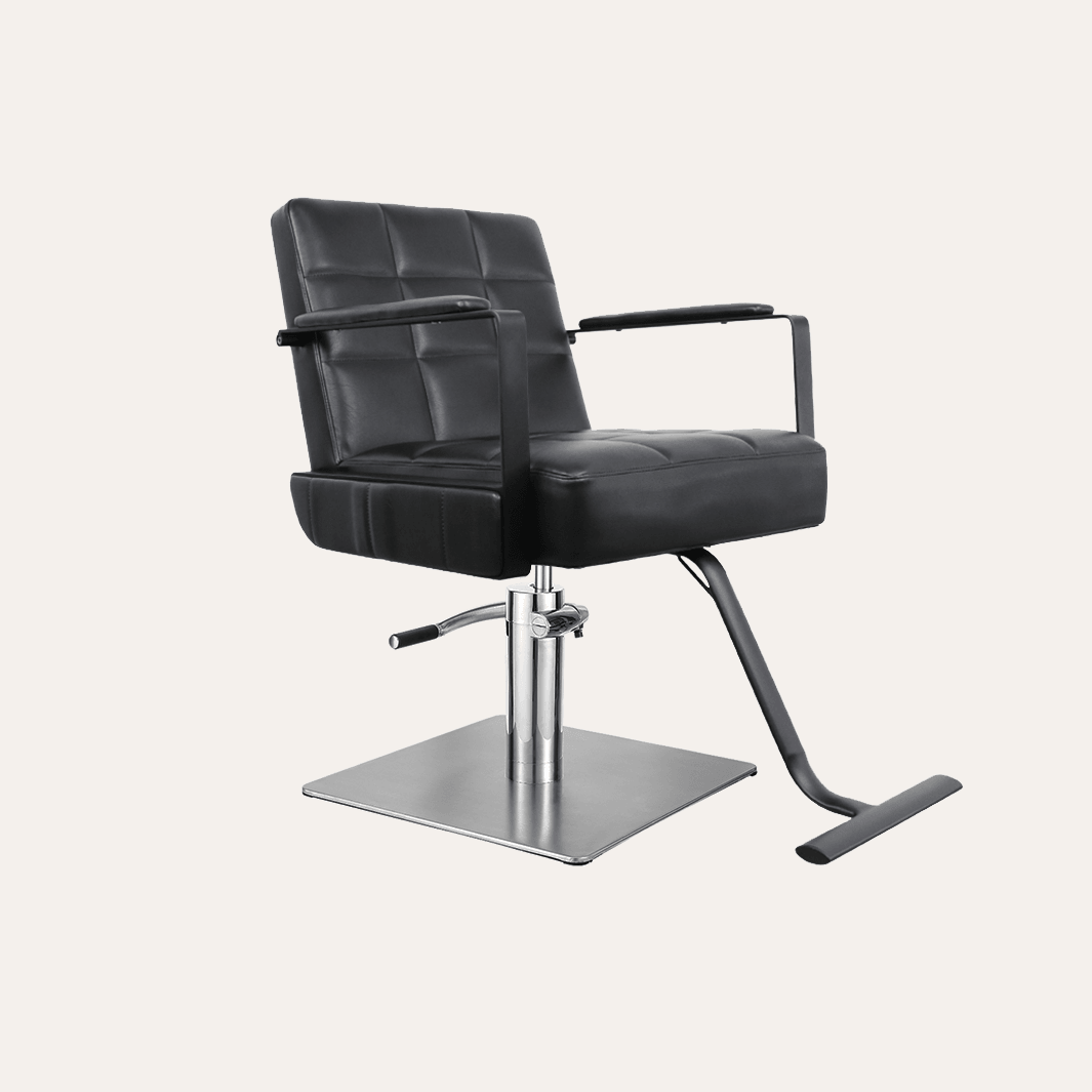 Keller International Savannah Salon Chair Black / Stainless Square DSP-KEL-APCHR-K1178-T-BLACK