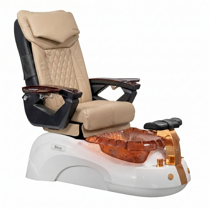 Mayakoba SIENA Shiatsulogic LX Pedicure Chair Light Khaki LX / White and Gold Siena AYC-SPA-SIENA-LX1807-817NWHGLD-18VLKK