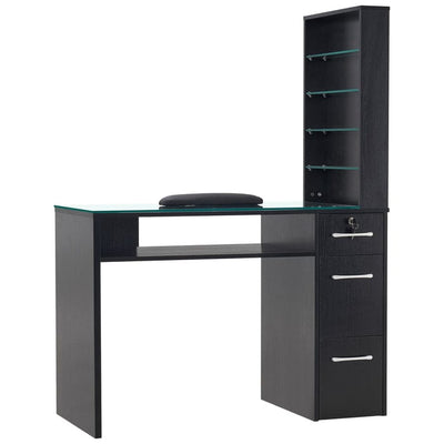 Mayakoba Sofia Manicure Table with Drawers and Shelves Black FF-BBP-NTBL-6153-2673-BLK