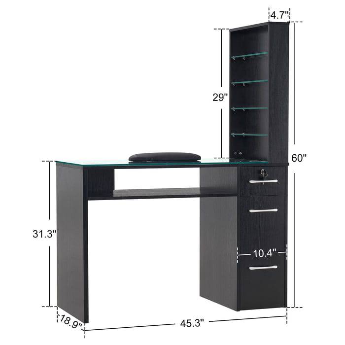 Sofia Manicure Table with Drawers and Shelves