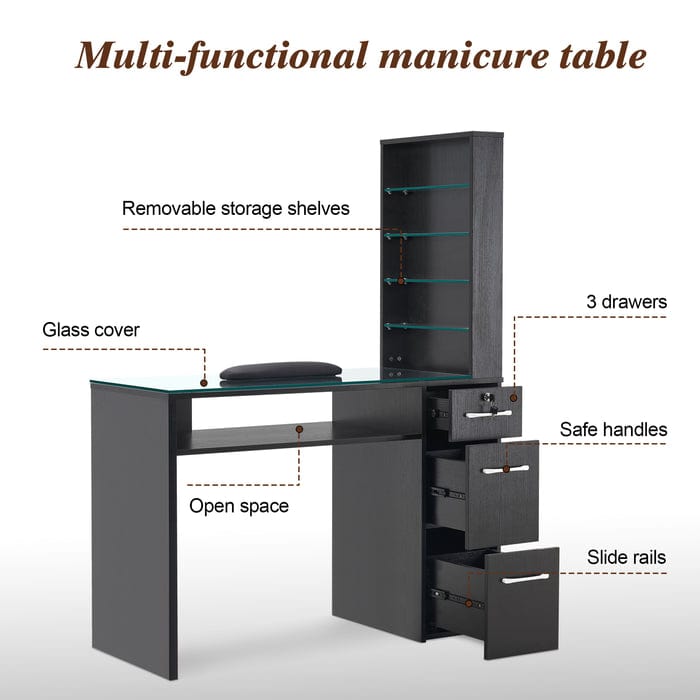 Mayakoba Sofia Manicure Table with Drawers and Shelves