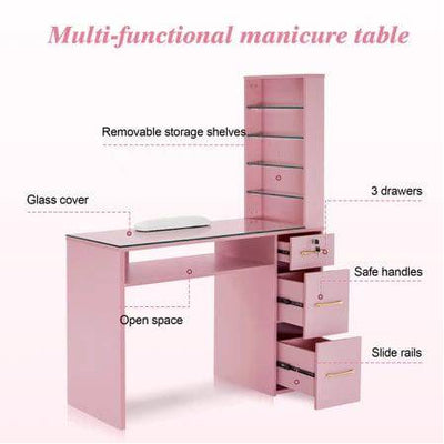 Mayakoba Sofia Manicure Table with Drawers and Shelves