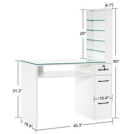 Sofia Manicure Table with Drawers and Shelves