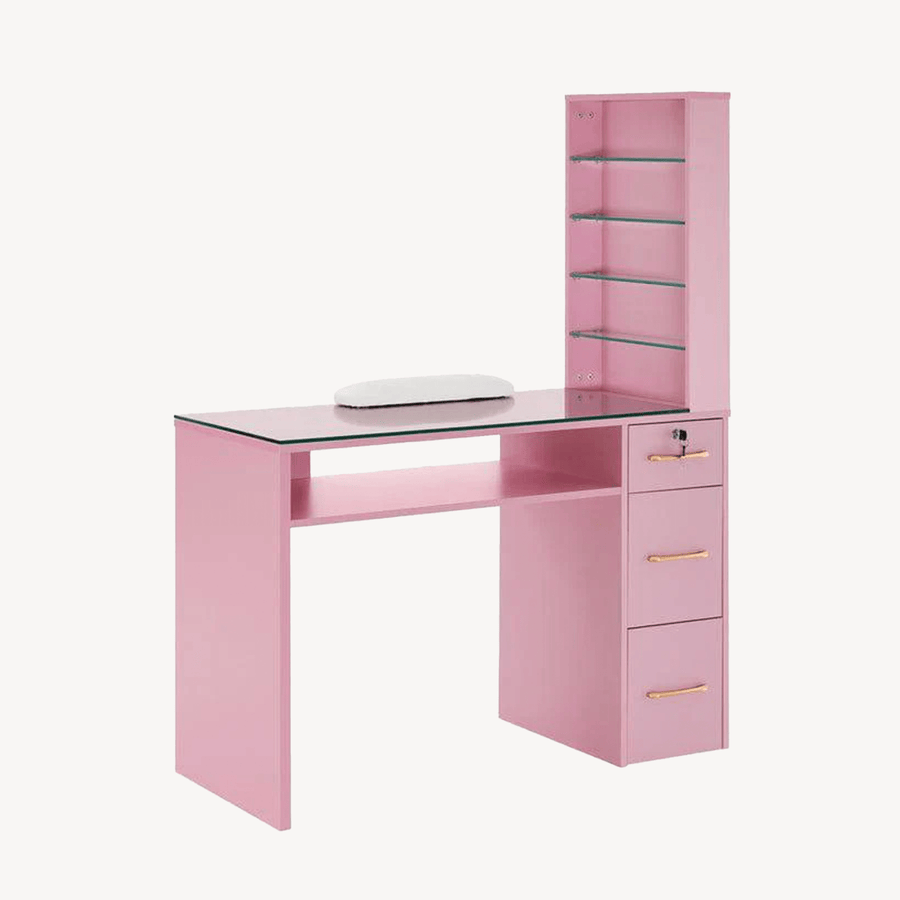 Brooks Salon Furnishing Sofia Manicure Table with Drawers and Shelves
