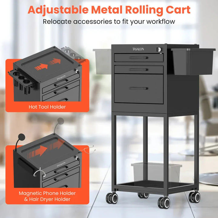 Berkeley Metal Lockable Salon Cart with Wheels
