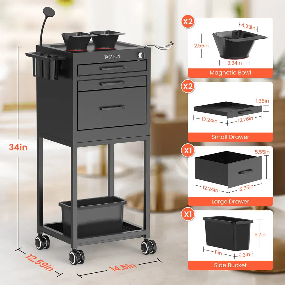 Berkeley Metal Lockable Salon Cart with Wheels