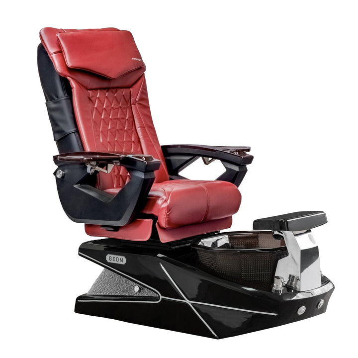 Mayakoba GEOM II Shiatsulogic LX Pedicure Chair Deep Red LX / Black with Black Resin Bowl AYC-SPA-GEOM-2-LX-1280-BLKBLK-18VRD