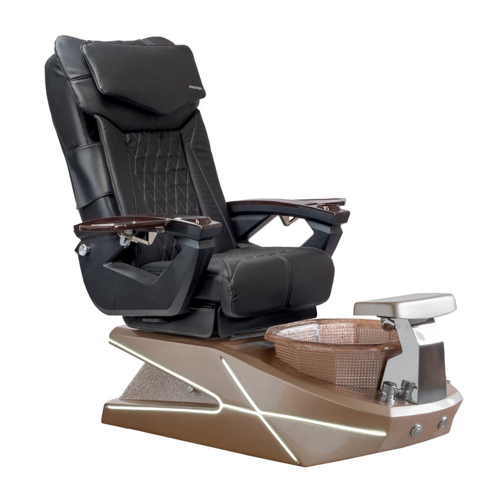Mayakoba GEOM II Shiatsulogic LX Pedicure Chair Black LX / Champagne with Champagne Resin Bowl AYC-SPA-GEOM-2-LX-1280-CMPCMP-18VBLK