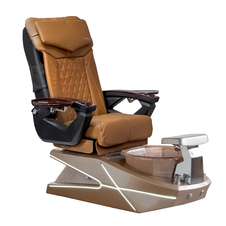 Mayakoba GEOM II Shiatsulogic LX Pedicure Chair Cappuccino LX / Champagne with Champagne Resin Bowl AYC-SPA-GEOM-2-LX-1280-CMPCMP-18VCPO