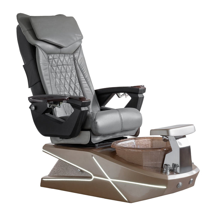 Mayakoba GEOM II Shiatsulogic LX Pedicure Chair Grey LX / Champagne with Champagne Resin Bowl AYC-SPA-GEOM-2-LX-1280-CMPCMP-18VGY