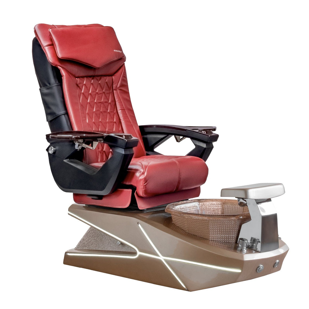 Mayakoba GEOM II Shiatsulogic LX Pedicure Chair Deep Red LX / Champagne with Champagne Resin Bowl AYC-SPA-GEOM-2-LX-1280-CMPCMP-18VRD
