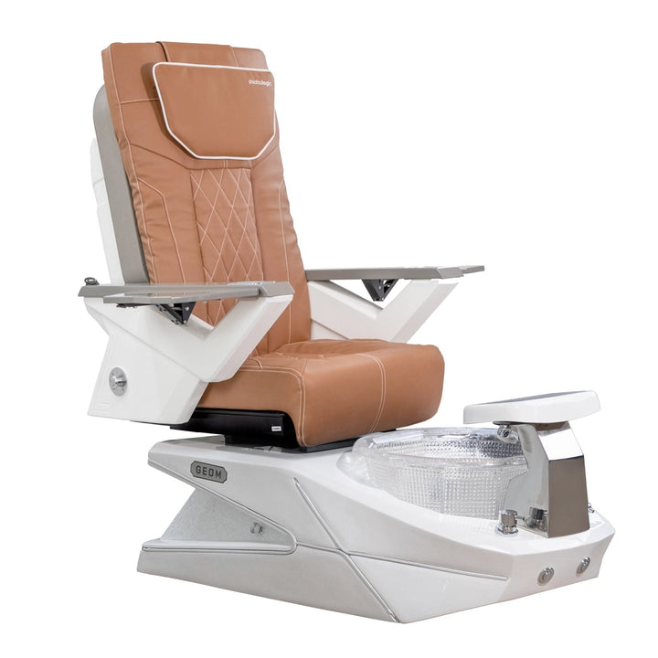 Mayakoba GEOM II Shiatsulogic FX Pedicure Chair Cappuccino FX / White with Crystal Resin Bowl AYC-SPA-GEOM-2-FX-1280-WHTCYL-53CPO