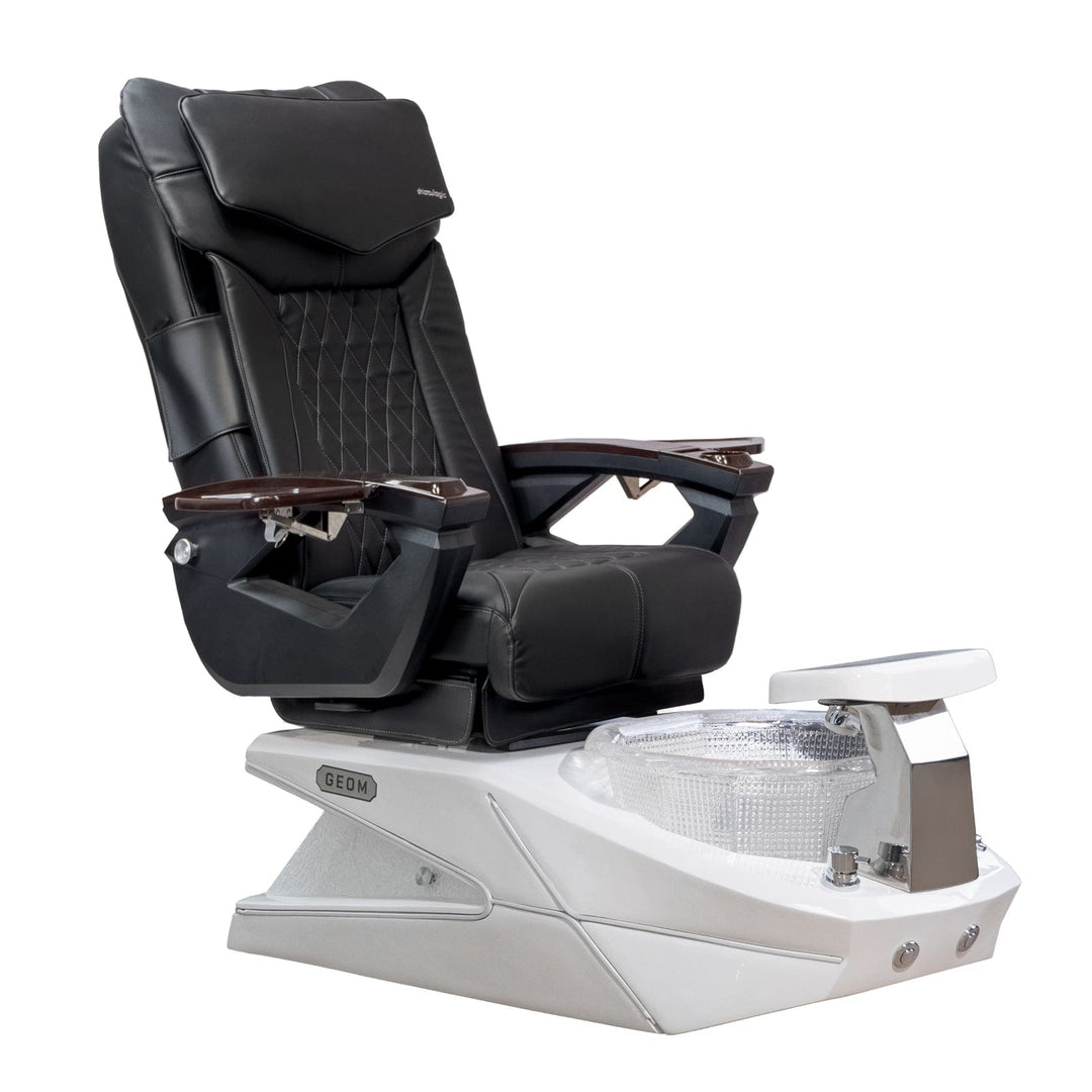 Mayakoba GEOM II Shiatsulogic LX Pedicure Chair Black LX / White with Crystal Resin Bowl AYC-SPA-GEOM-2-LX-1280-WHTCYL-18VBLK