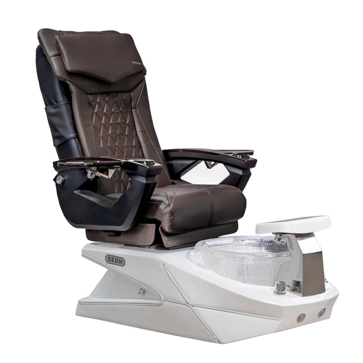 Mayakoba GEOM II Shiatsulogic LX Pedicure Chair Coffee LX / White with Crystal Resin Bowl AYC-SPA-GEOM-2-LX-1280-WHTCYL-18VCFE