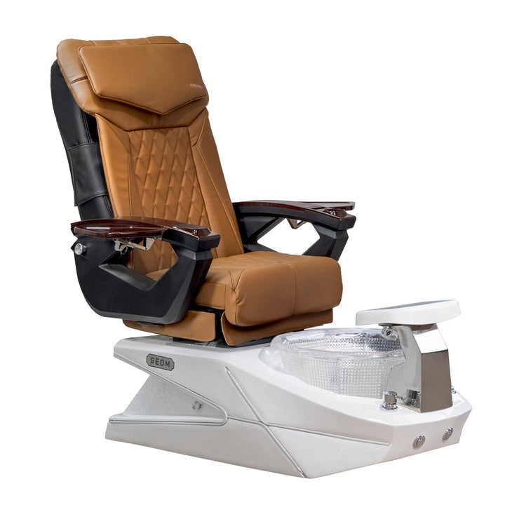 Mayakoba GEOM II Shiatsulogic LX Pedicure Chair Cappuccino LX / White with Crystal Resin Bowl AYC-SPA-GEOM-2-LX-1280-WHTCYL-18VCPO