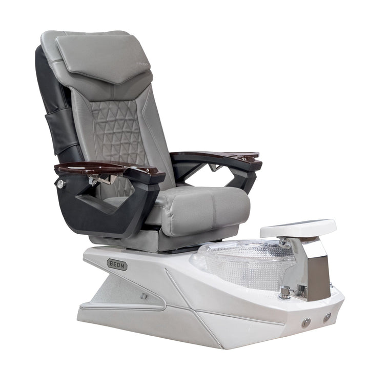 Mayakoba GEOM II Shiatsulogic LX Pedicure Chair Grey LX / White with Crystal Resin Bowl AYC-SPA-GEOM-2-LX-1280-WHTCYL-18VGY
