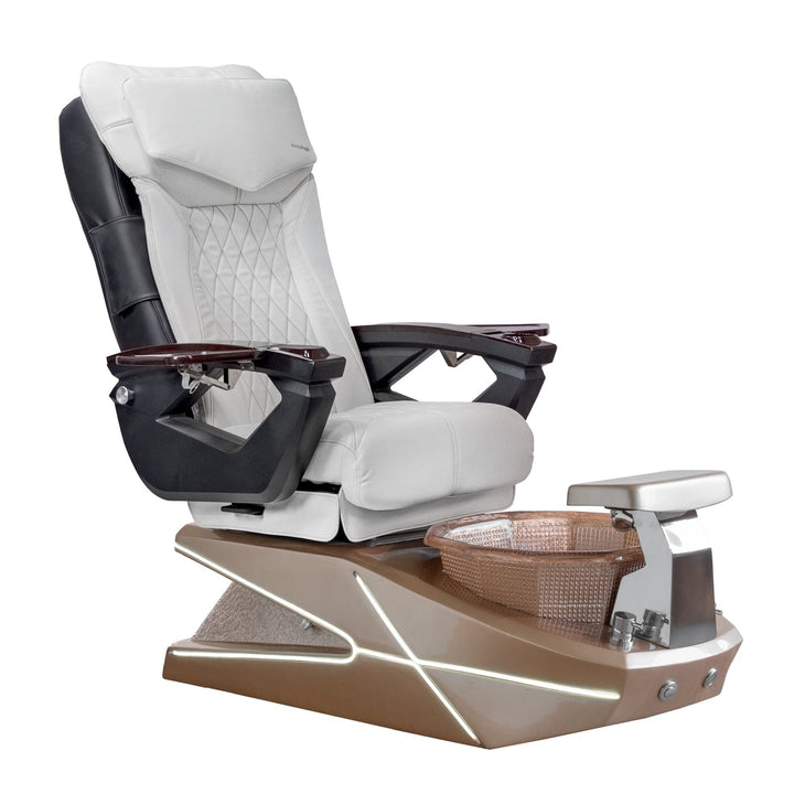 Mayakoba GEOM II Shiatsulogic LX Pedicure Chair White LX / Champagne with Champagne Resin Bowl AYC-SPA-GEOM-2-LX-1280-CMPCMP-18VWH