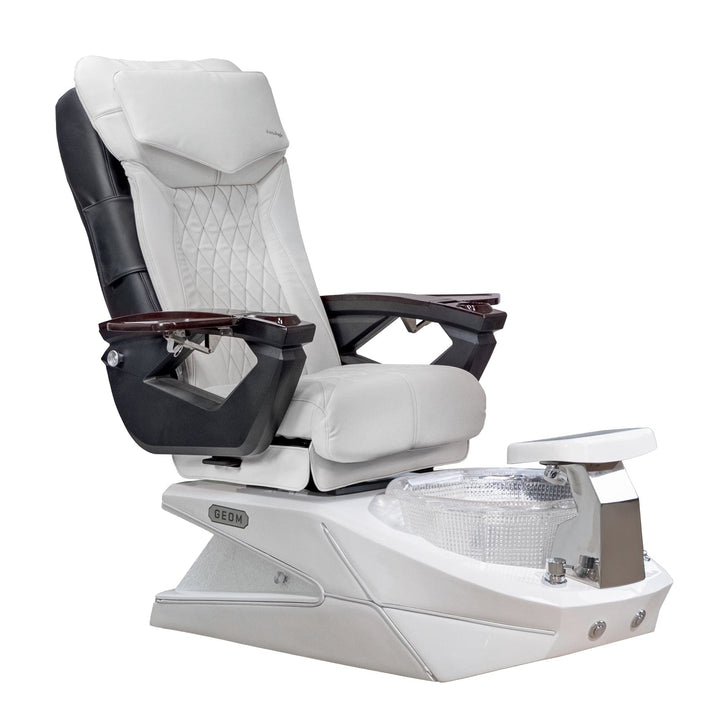 Mayakoba GEOM II Shiatsulogic LX Pedicure Chair White LX / White with Crystal Resin Bowl AYC-SPA-GEOM-2-LX-1280-WHTCYL-18VWH
