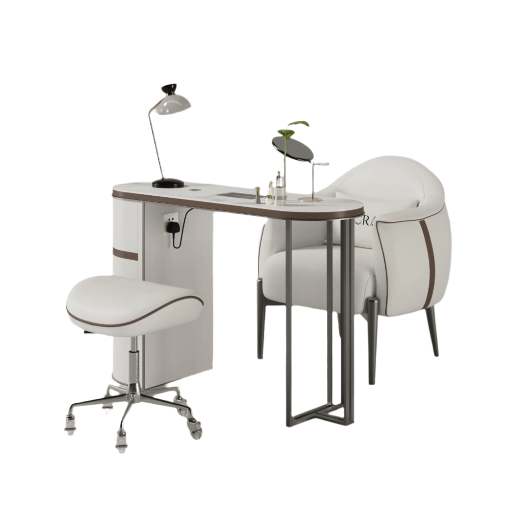 Yoocell YOOCELL Manicure Table, Chair & Stool Set TR1802 FF-YCL-SET-TR1802-WHBR-KIT