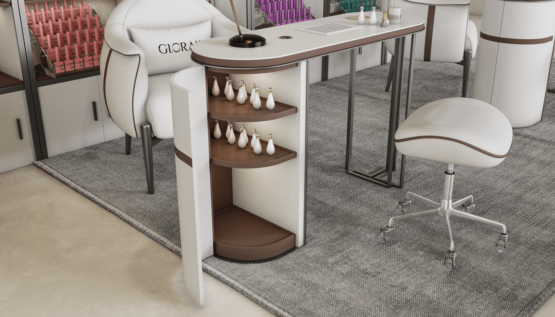 Yoocell YOOCELL Manicure Table, Chair & Stool Set TR1802 FF-YCL-SET-TR1802-WHBR-KIT