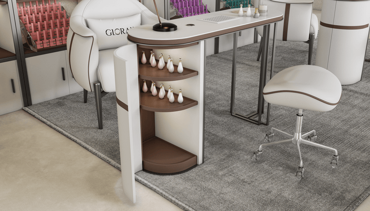 Yoocell YOOCELL Manicure Table, Chair & Stool Set TR1802 FF-YCL-SET-TR1802-WHBR-KIT