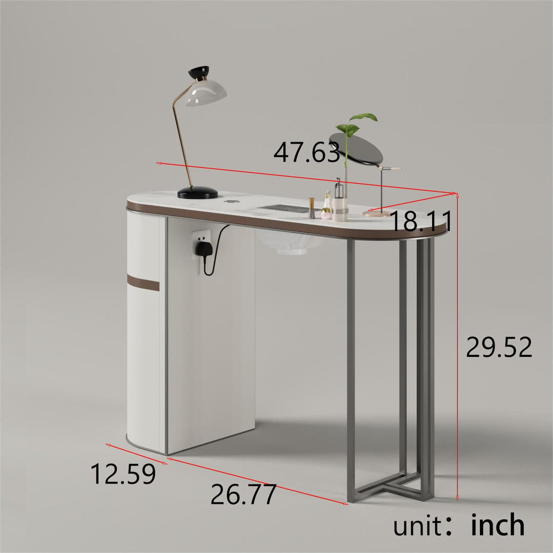 Glorall GLORALL Manicure Table, Chair & Stool Set TR1802 FF-YCL-SET-TR1802-WHBR-KIT