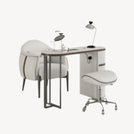 Glorall GLORALL Manicure Table, Chair & Stool Set TR1802 FF-YCL-SET-TR1802-WHBR-KIT