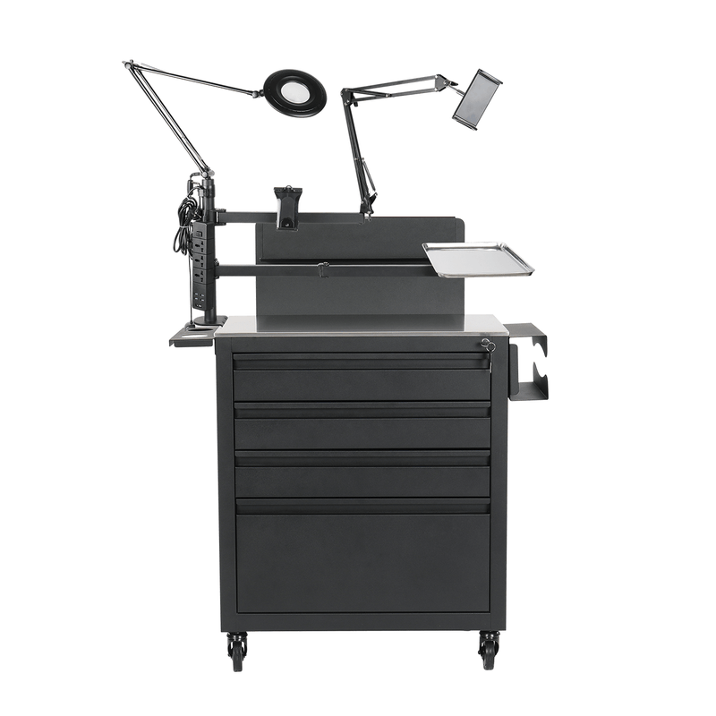 TatArtist Stainless Steel Black Tattoo Workstation TA4703 FF-DPI-TTCBN-4703-BLK