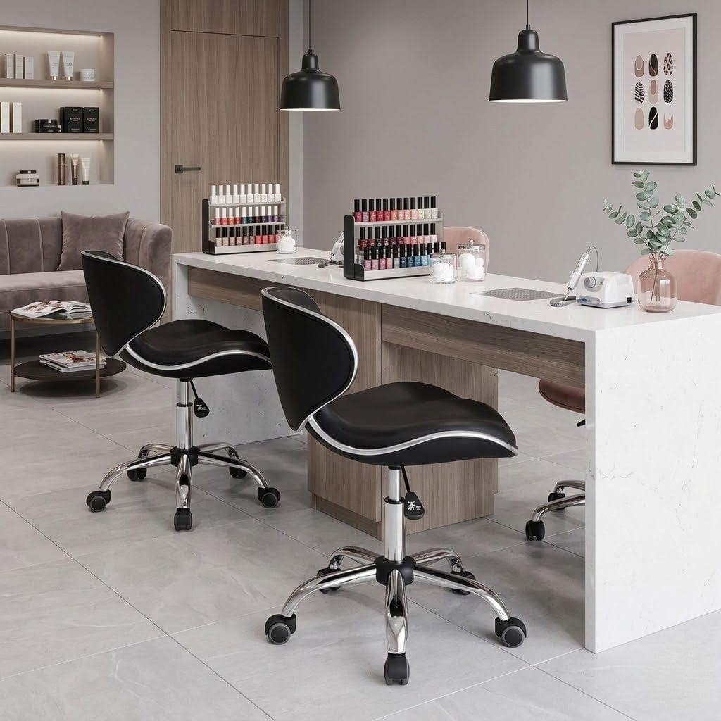 Mayakoba UMI Salon Manicure Technician Stool Black UMI LGR-TCSTL-10612-BLK