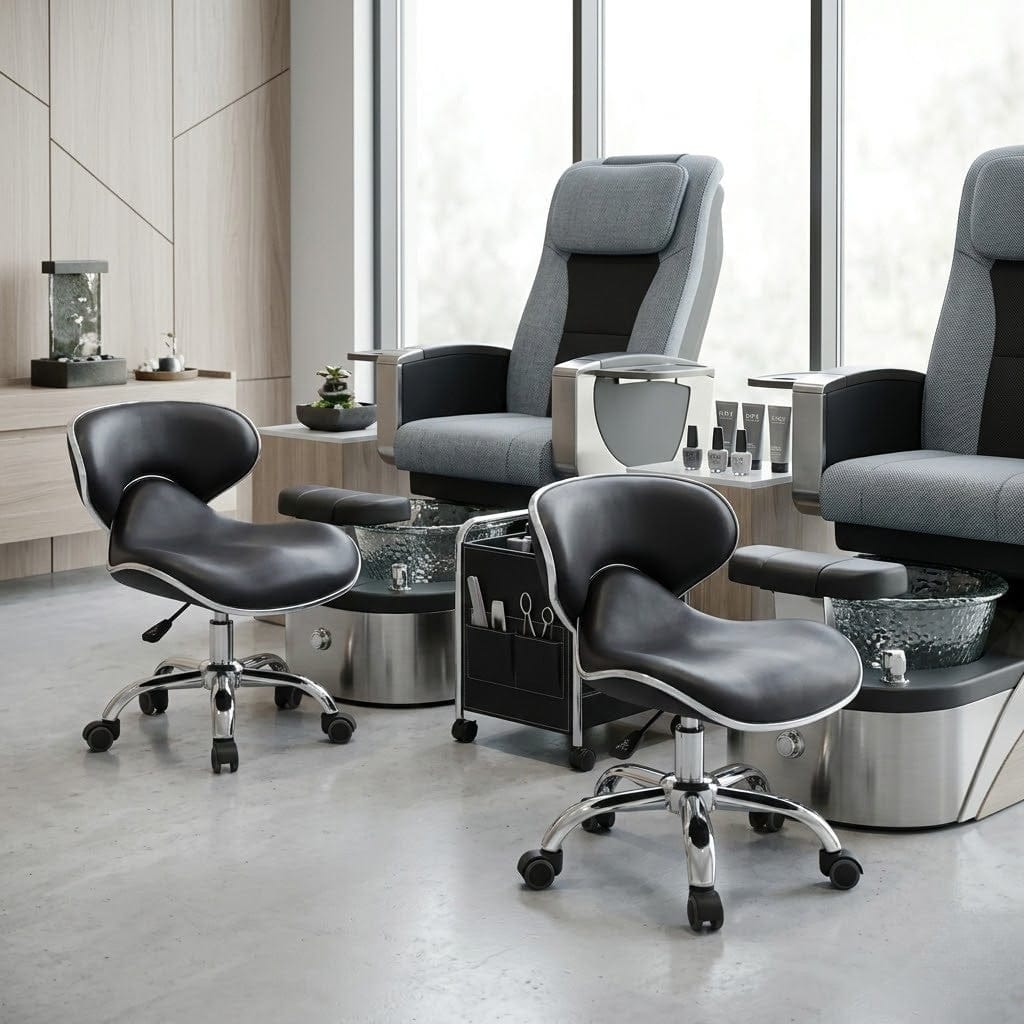 Mayakoba UMI Salon Pedicure Technician Stool Black UMI LGR-PDSTL-10612-BLK