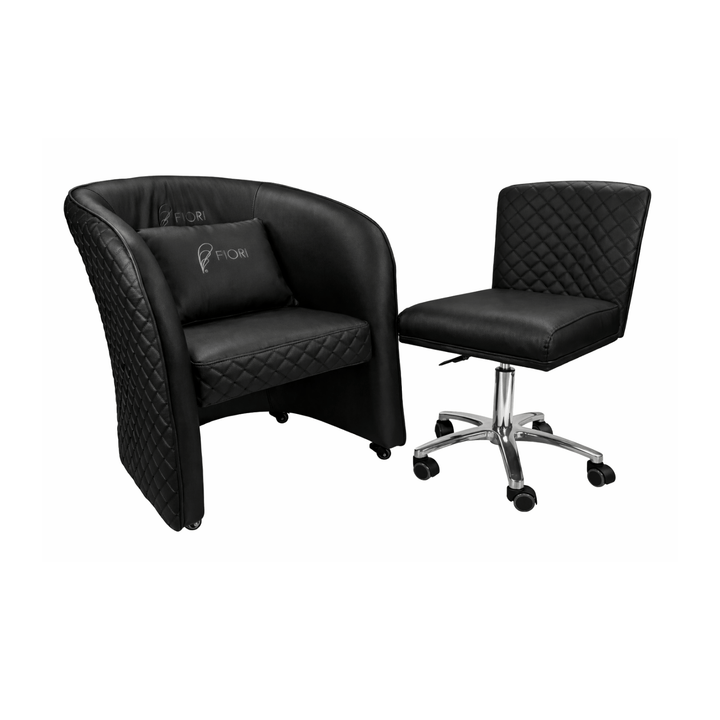 WS Nails FIORI Relax Customer Chair WSN-Black / Customer Chair + Technician Stool 2.0 DSP-WSN-CUCHR-TCSTL-SET-BLK-2