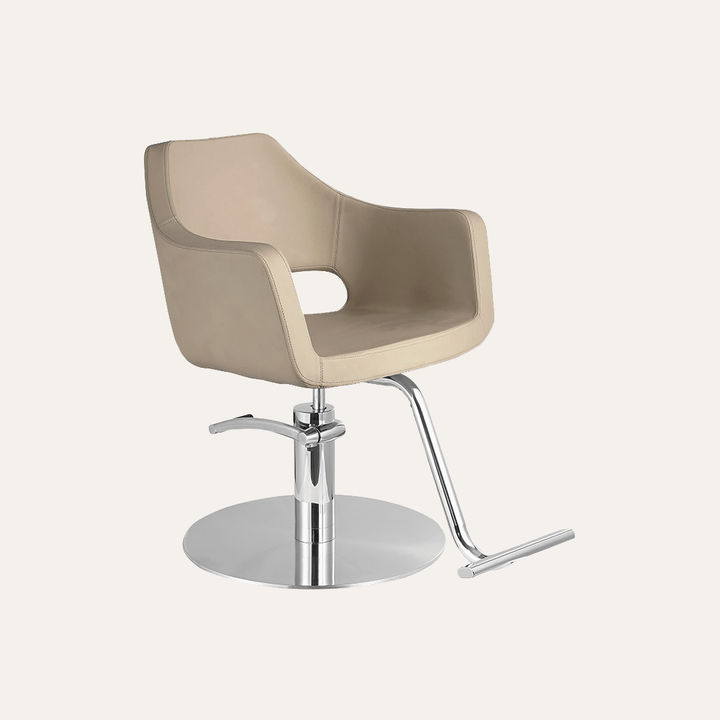 Keller International Vera Salon Chair Cashmere / Stainless Circle / Chrome DSP-KEL-APCHR-K1125-T-CASHMERE