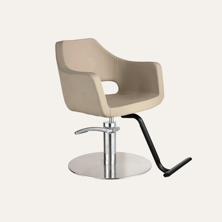 Keller International Vera Salon Chair Cashmere / Stainless Circle / Black +$19 DSP-KEL-APCHR-K1125-T-CASHMERE