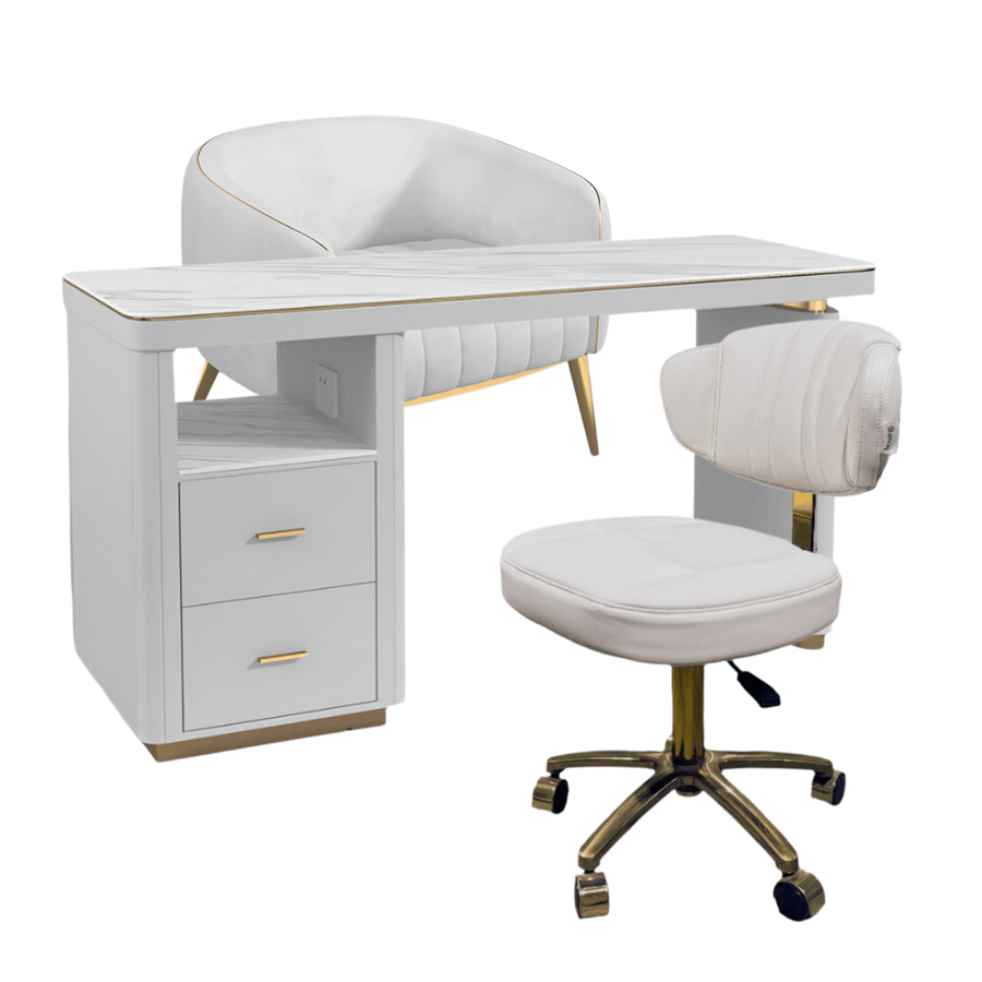 Yoocell YOOCELL Manicure Table, Chair & Stool Set AG1850 FF-YCL-SET-1850/1911-WHT-KIT