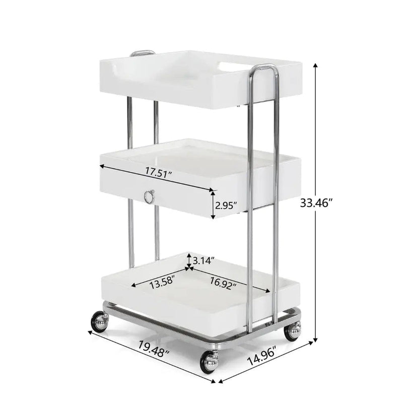 ShopSalonCity Beauty Salon Trolley OY005 White With one drawer FF-DPI-TRLY-OY005-WHT