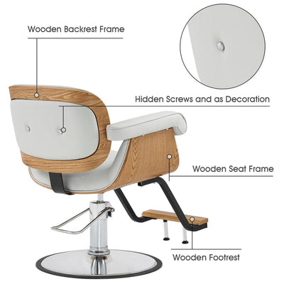 Brooks Salon Furnishing TimelessElegance Wooden Swivel Hair Styling Salon Chair