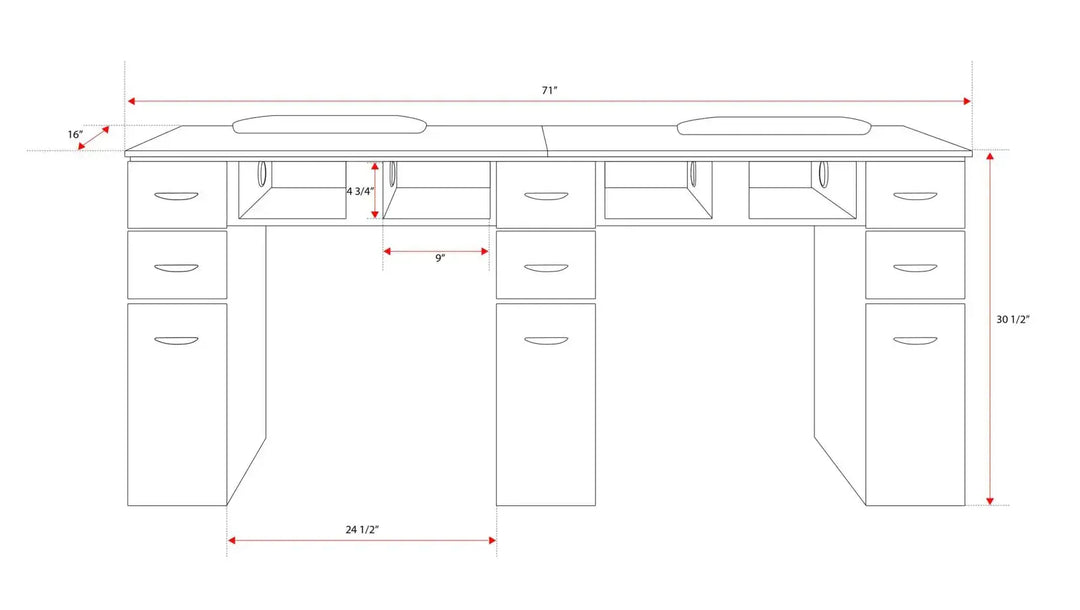 J&A USA GrayGold Nail Double Table DSP-J&A-NTBL-GG-DOUBLE