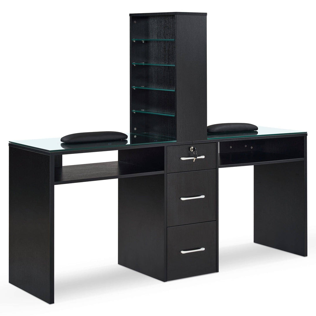 Brooks Salon Furnishing Dual Elegance Manicure Station Black DSP-BBP-NTBL-6153-DC2666BK