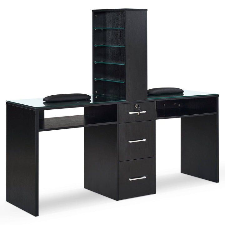 Brooks Salon Furnishing Dual Elegance Manicure Station Black DSP-BBP-NTBL-6153-DC2666BK